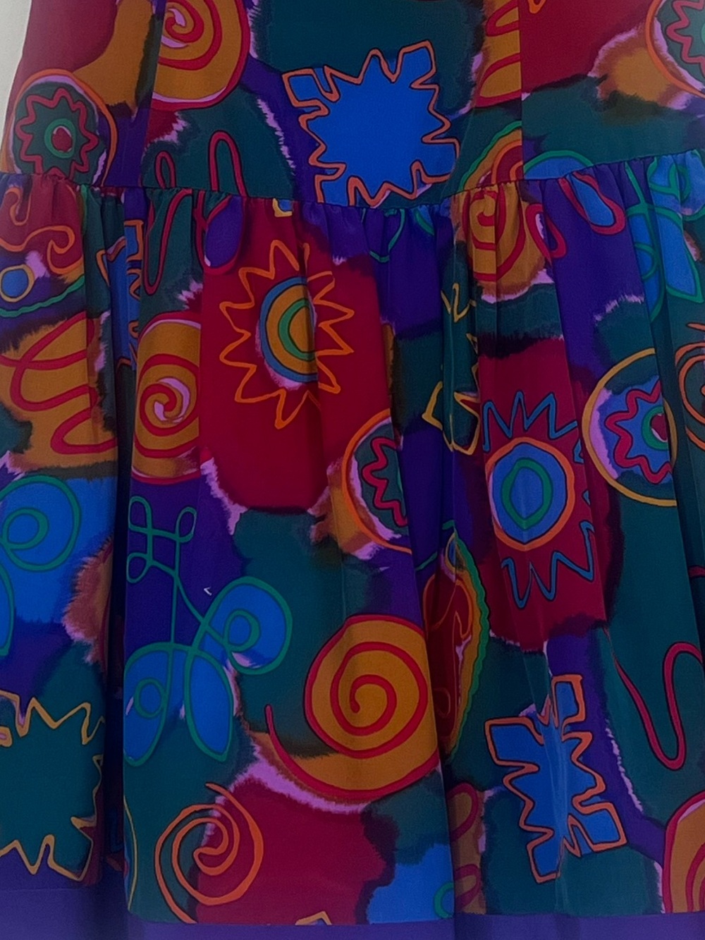 Saks Fifth Avenue Purple Multicolor Abstract Circle Skater Dress - Picture 2 of 7